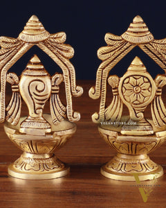 Brass Superfine Shankh Chakra Diya 4.5"