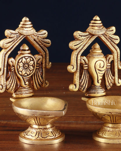 Brass Superfine Shankh Chakra Diya 4.5"