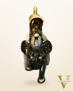 Brass Superfine Shiny Ambari Elephant with trunk up statue 12"