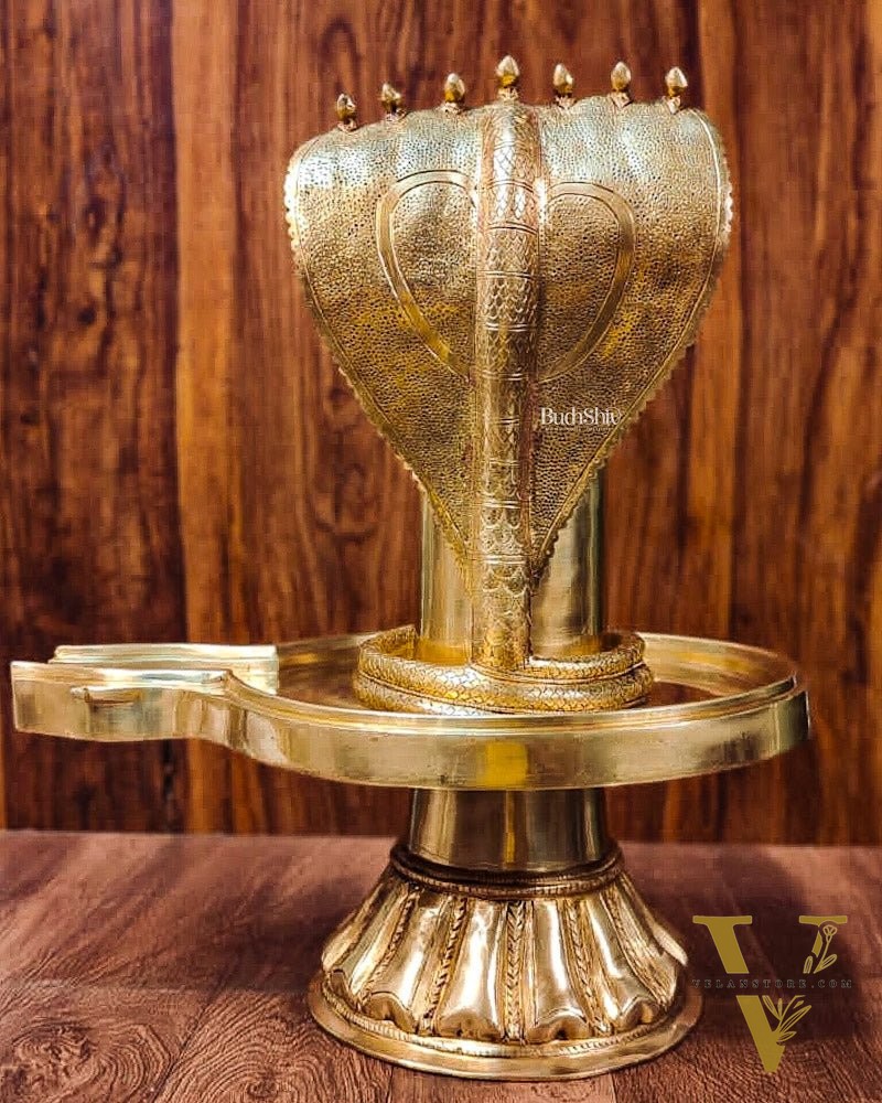 Brass Superfine Shiva Lingam with Snake - 22"