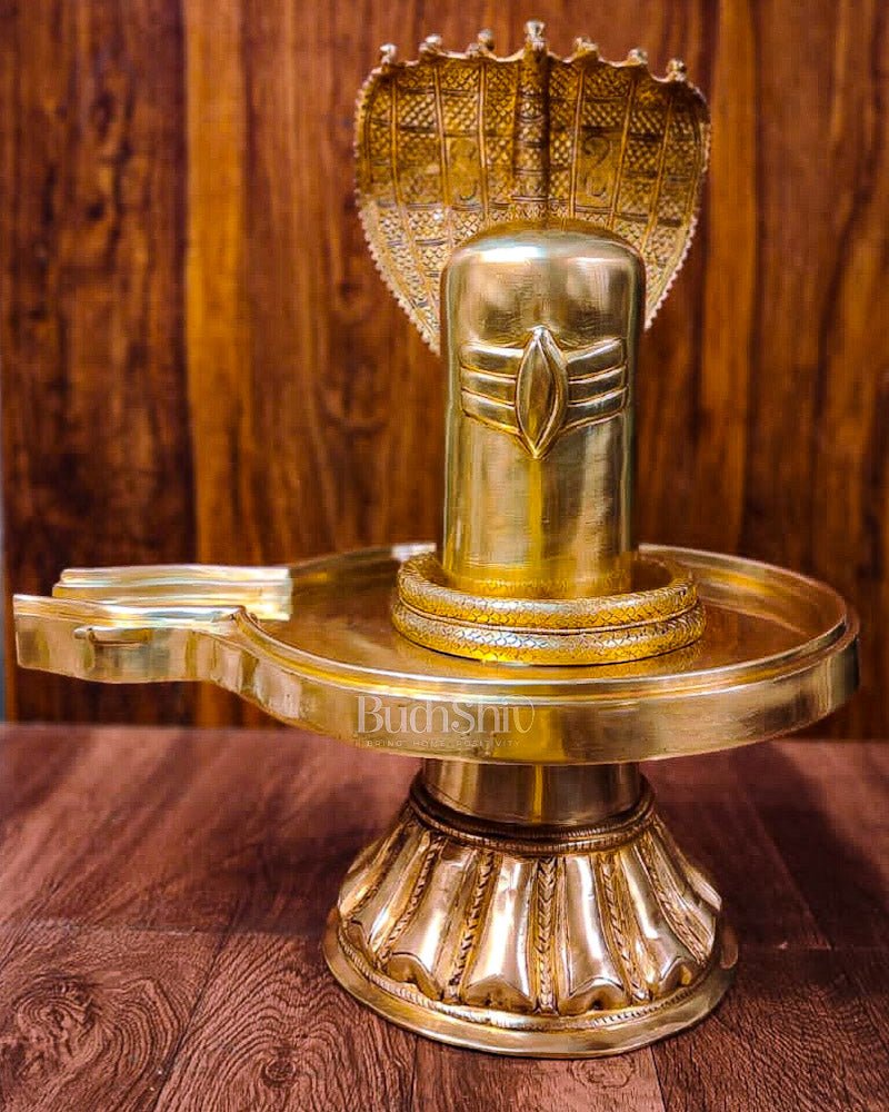 Brass Superfine Shiva Lingam with Snake - 22"