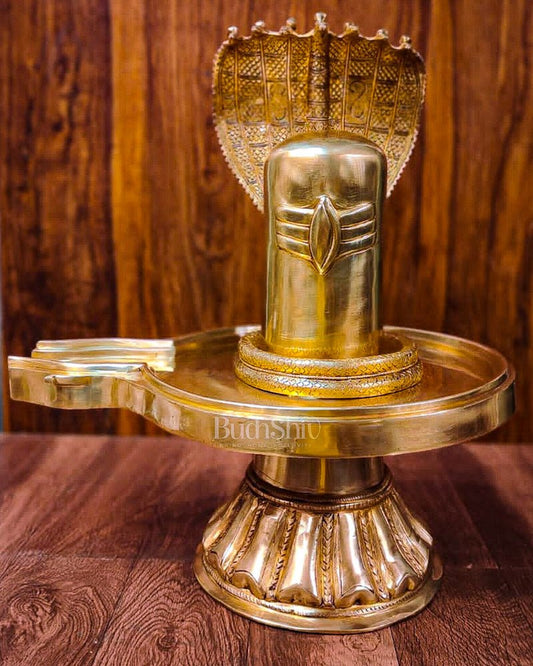 Brass Superfine Shiva Lingam with Snake - 22"