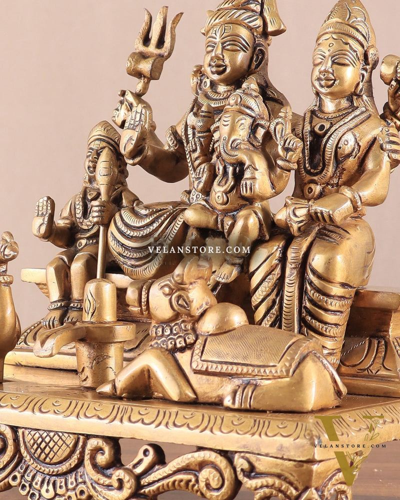 Brass Superfine Shiva Parivar Idol - 7.5"