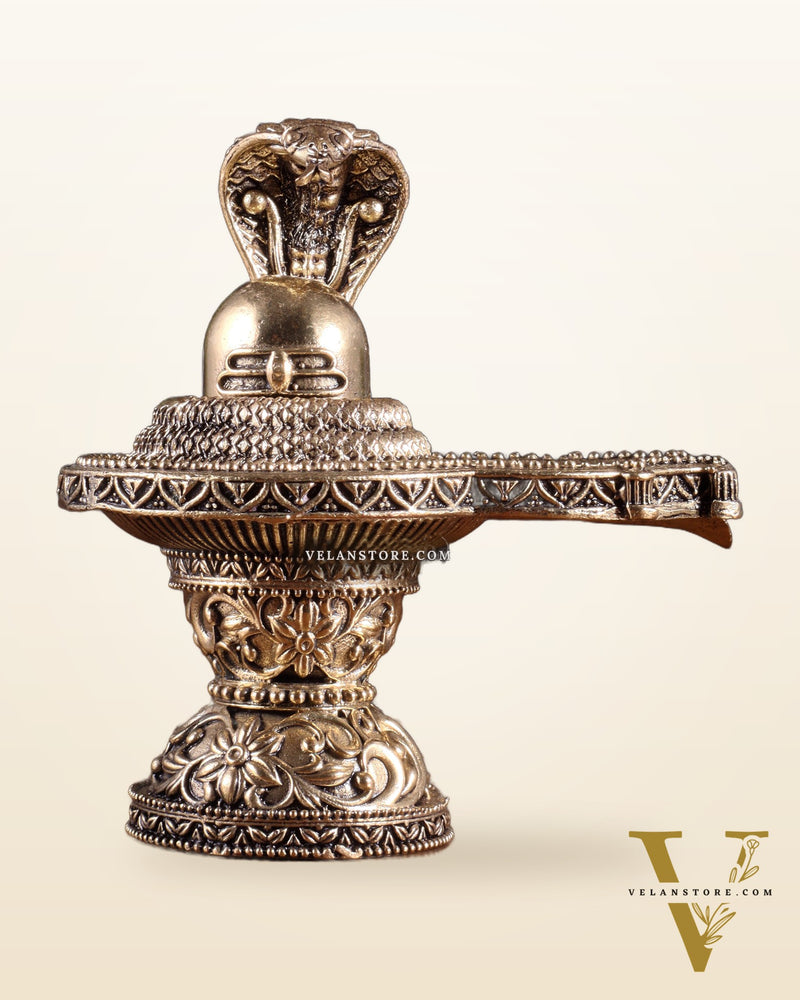 Brass Superfine Shivling Idol – Intricate Design, 4.8" Height