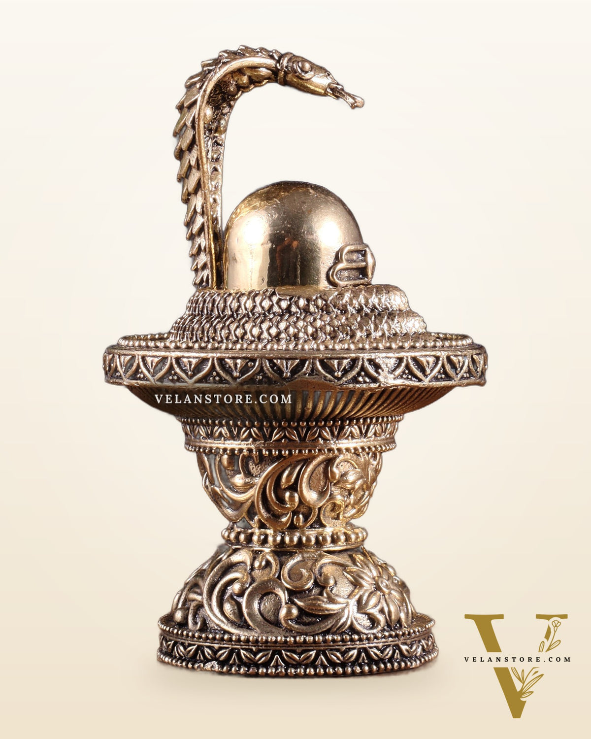 Brass Superfine Shivling Idol – Intricate Design, 4.8" Height