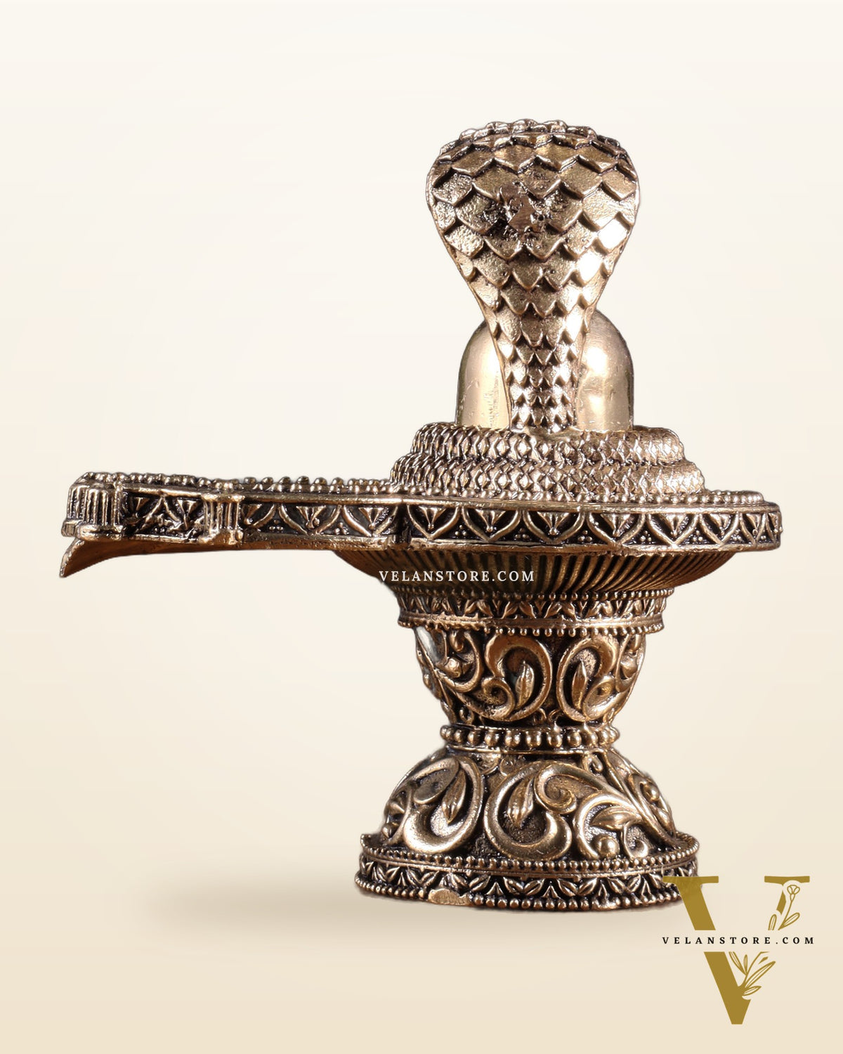 Brass Superfine Shivling Idol – Intricate Design, 4.8" Height