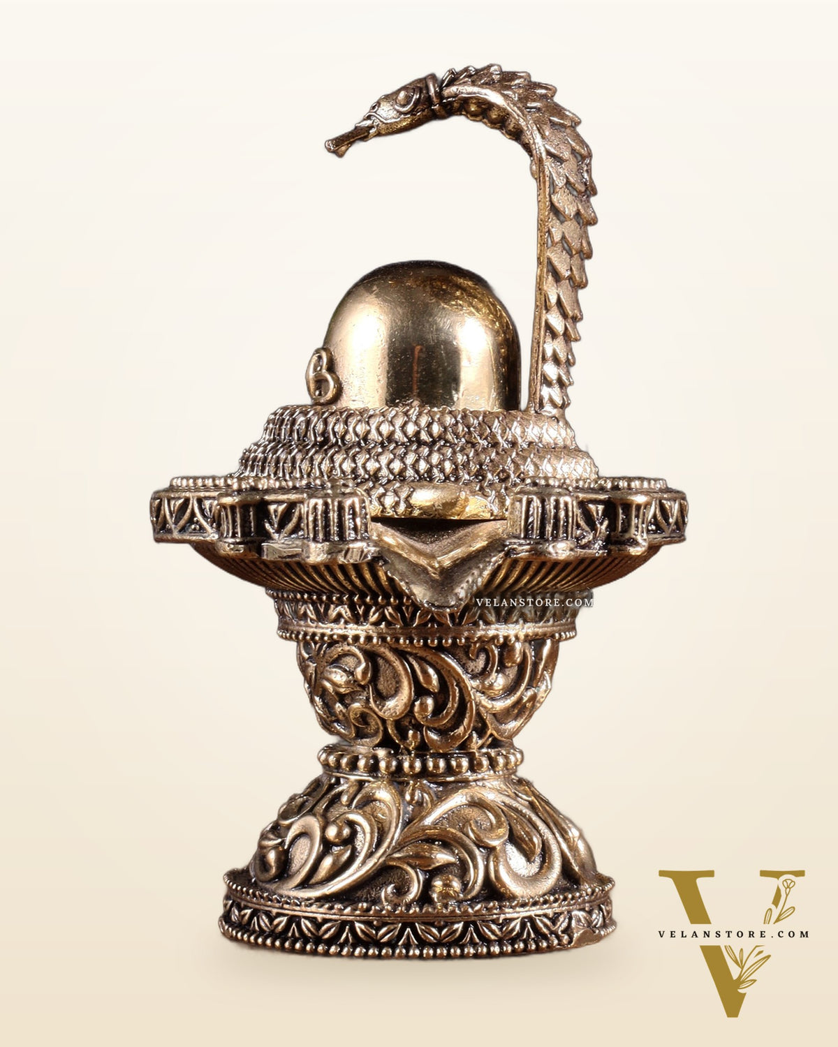 Brass Superfine Shivling Idol – Intricate Design, 4.8" Height