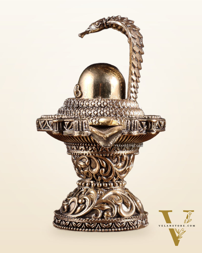 Brass Superfine Shivling Idol – Intricate Design, 4.8" Height