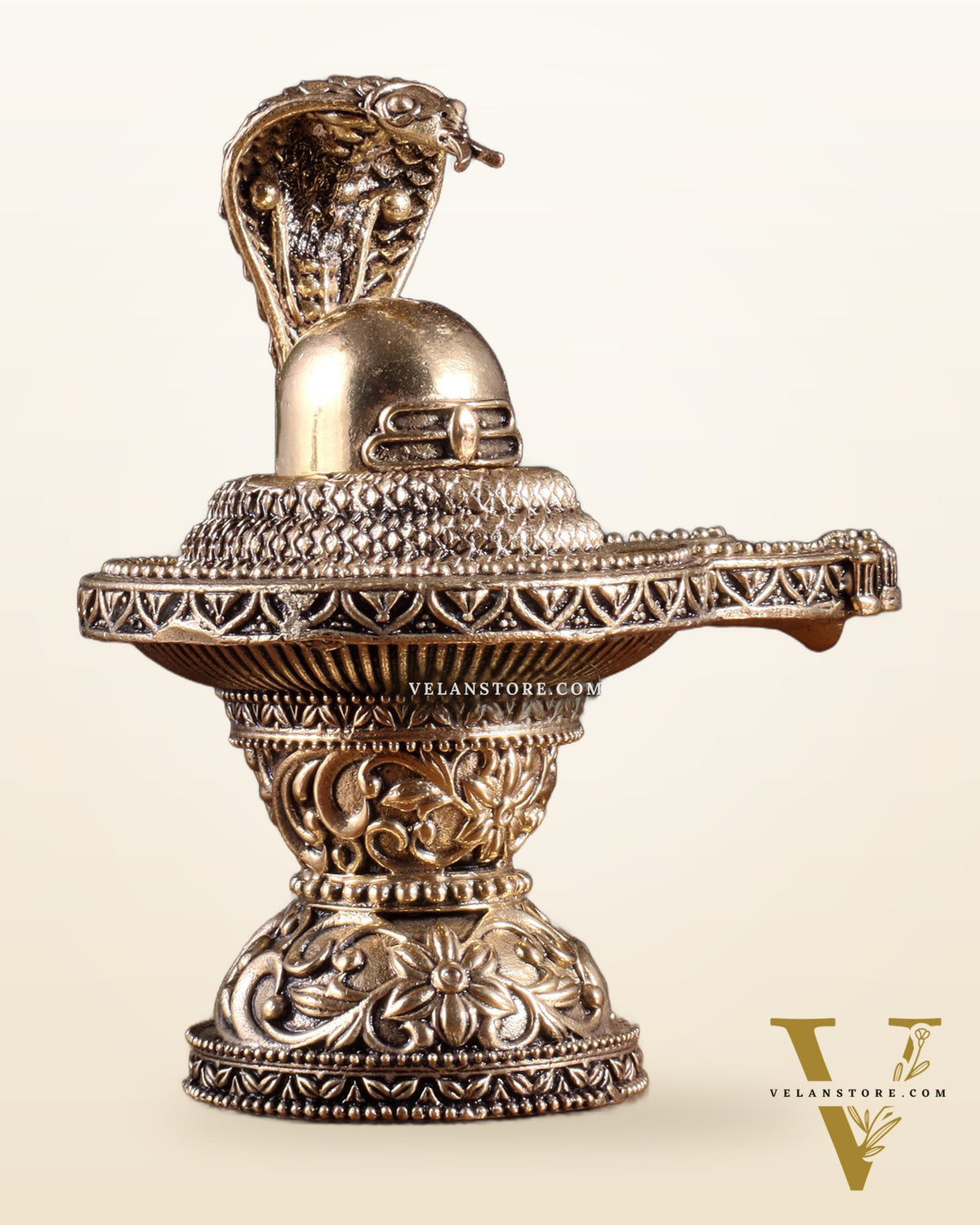 Brass Superfine Shivling Idol – Intricate Design, 4.8" Height