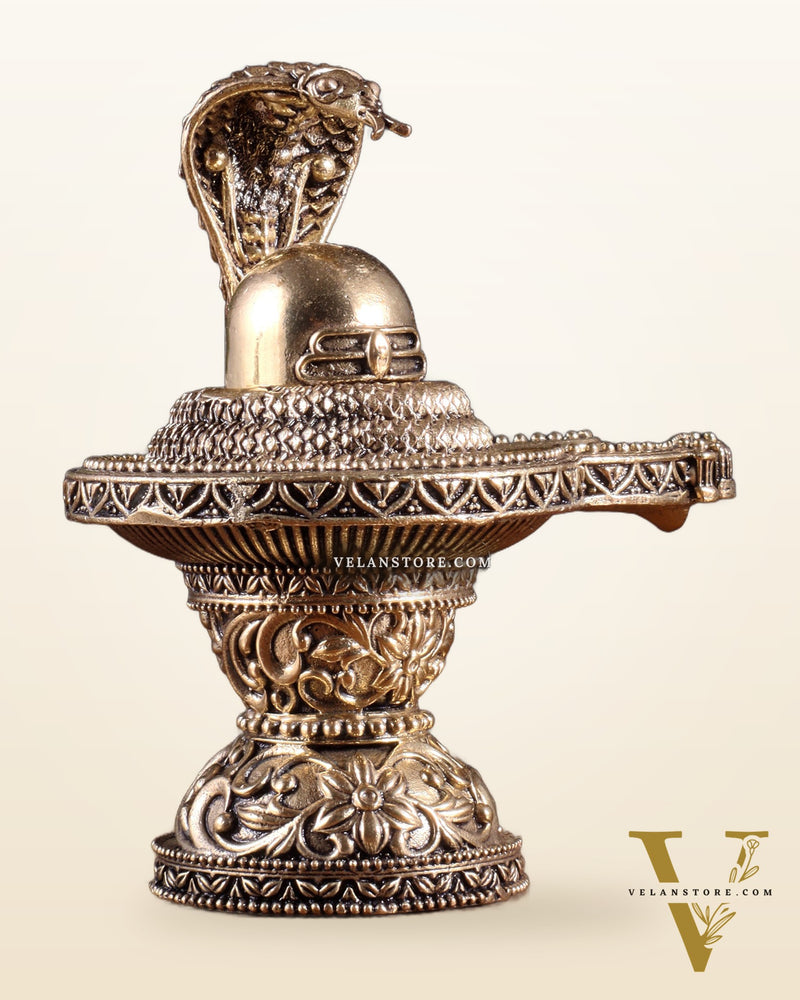Brass Superfine Shivling Idol – Intricate Design, 4.8" Height