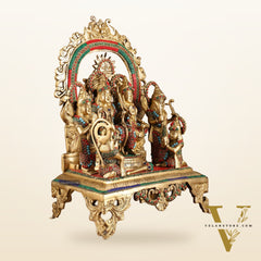 Brass Superfine Shri Ram Darbar Idol with Stonework | 16 inch (Ramapatabhishekam)