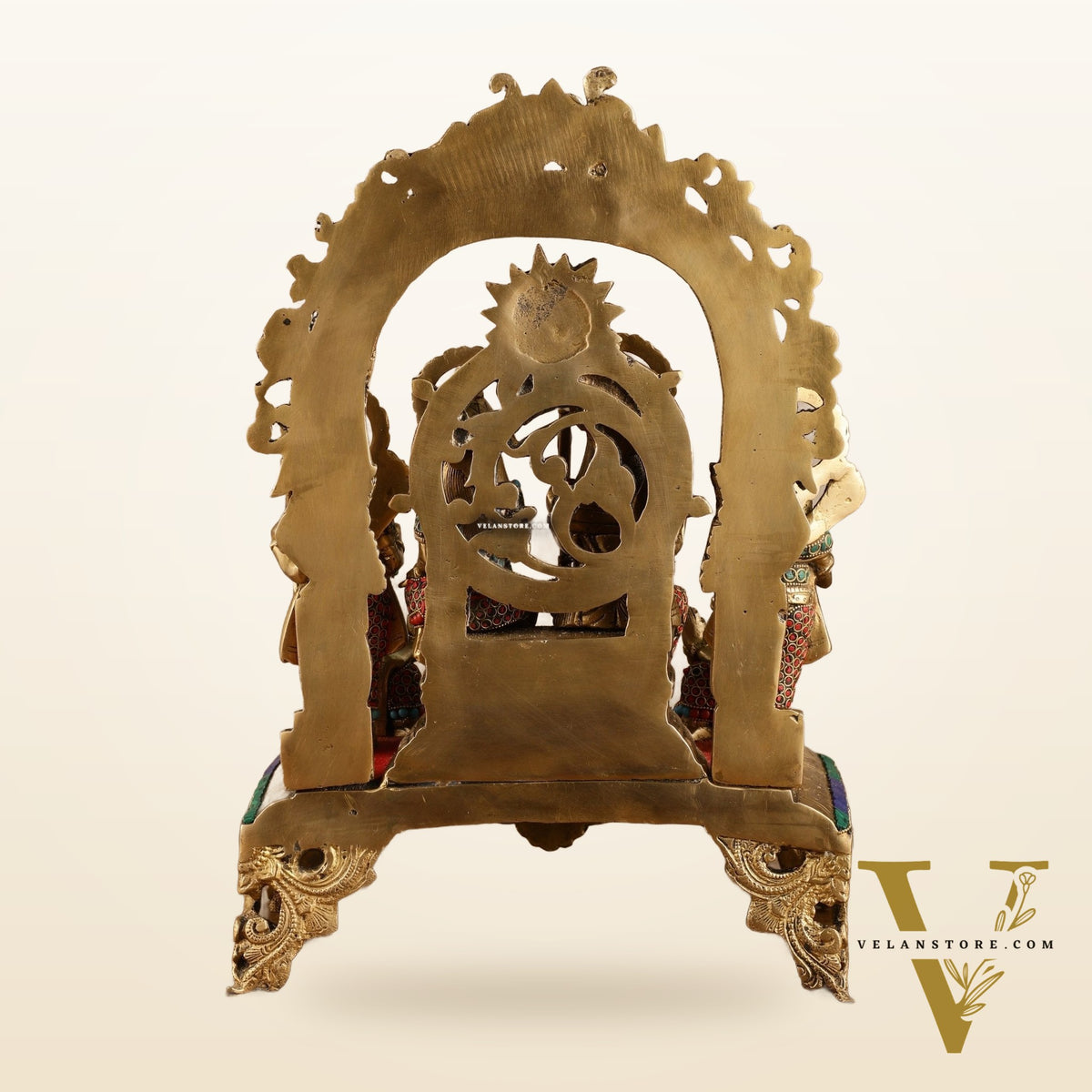 Brass Superfine Shri Ram Darbar Idol with Stonework | 16 inch (Ramapatabhishekam)