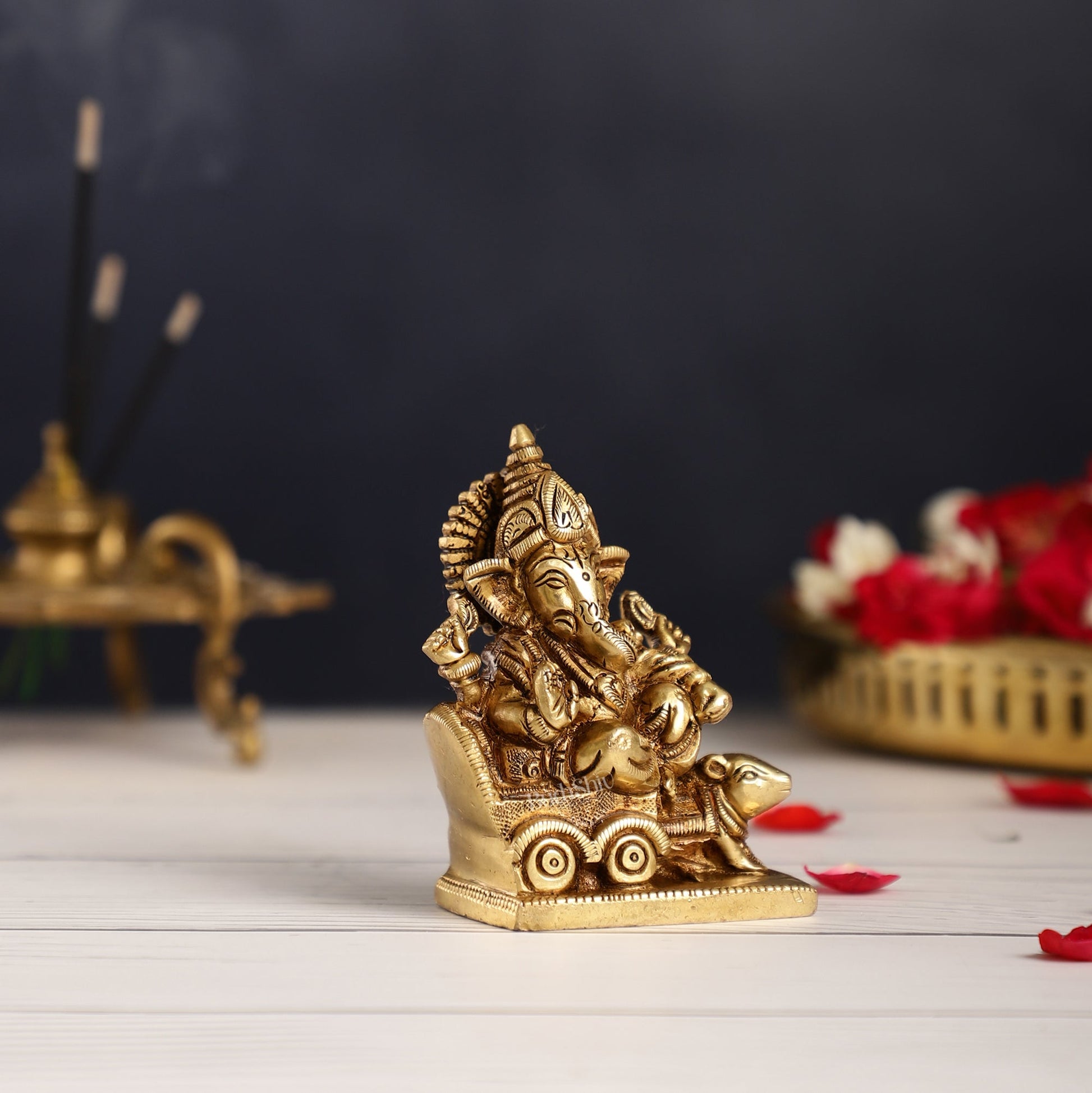 Brass superfine Small Ganesha Idol | Height 3.5 inch