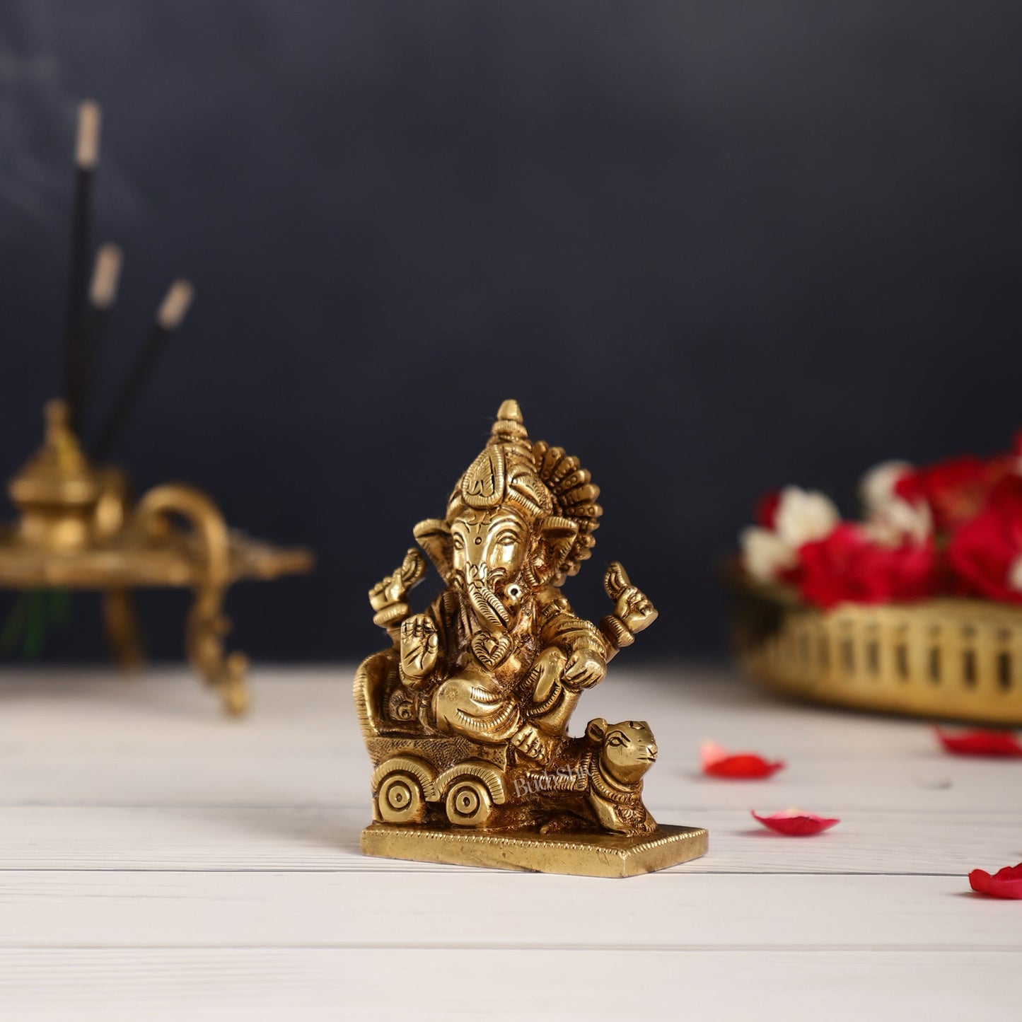 Brass superfine Small Ganesha Idol | Height 3.5 inch