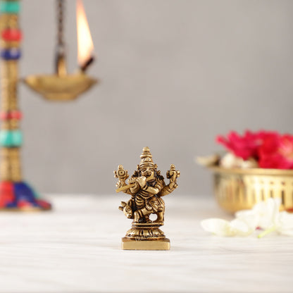 Brass Superfine Small Krishna with Cow Idol | Height 2 inch