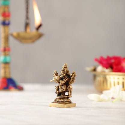 Brass Superfine Small Krishna with Cow Idol | Height 2 inch