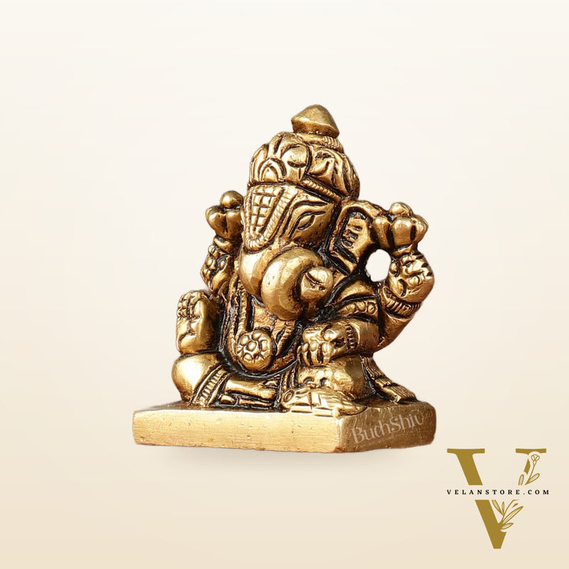 Brass Superfine small miniature Dagduseth Ganapati Idol - 2"