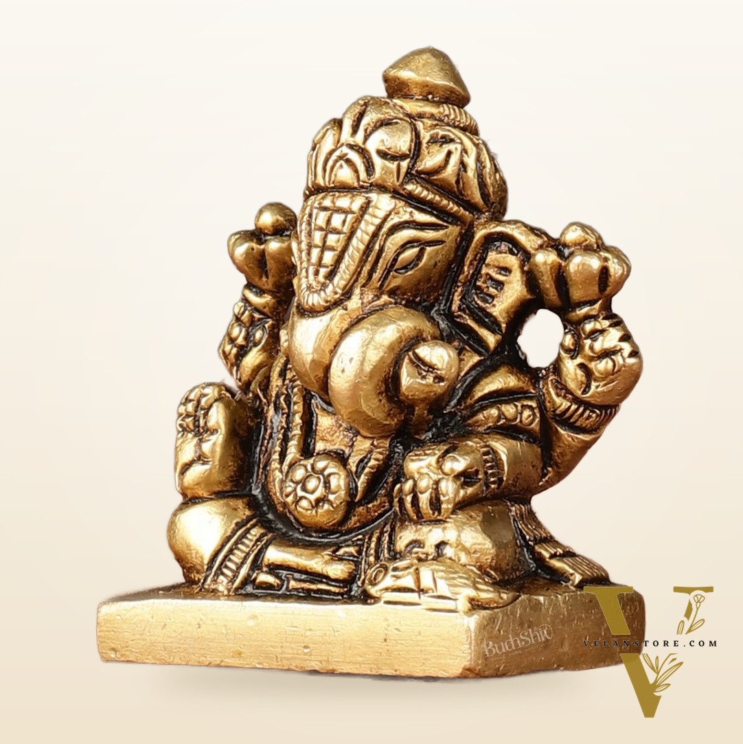 Brass Superfine small miniature Dagduseth Ganapati Idol - 2"