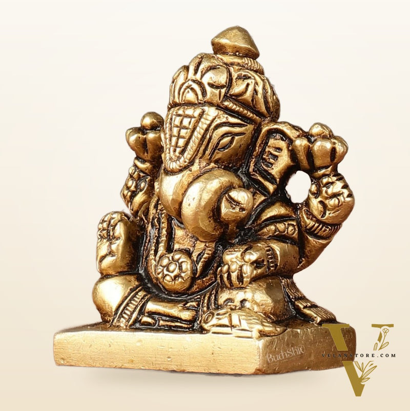 Brass Superfine small miniature Dagduseth Ganapati Idol - 2"