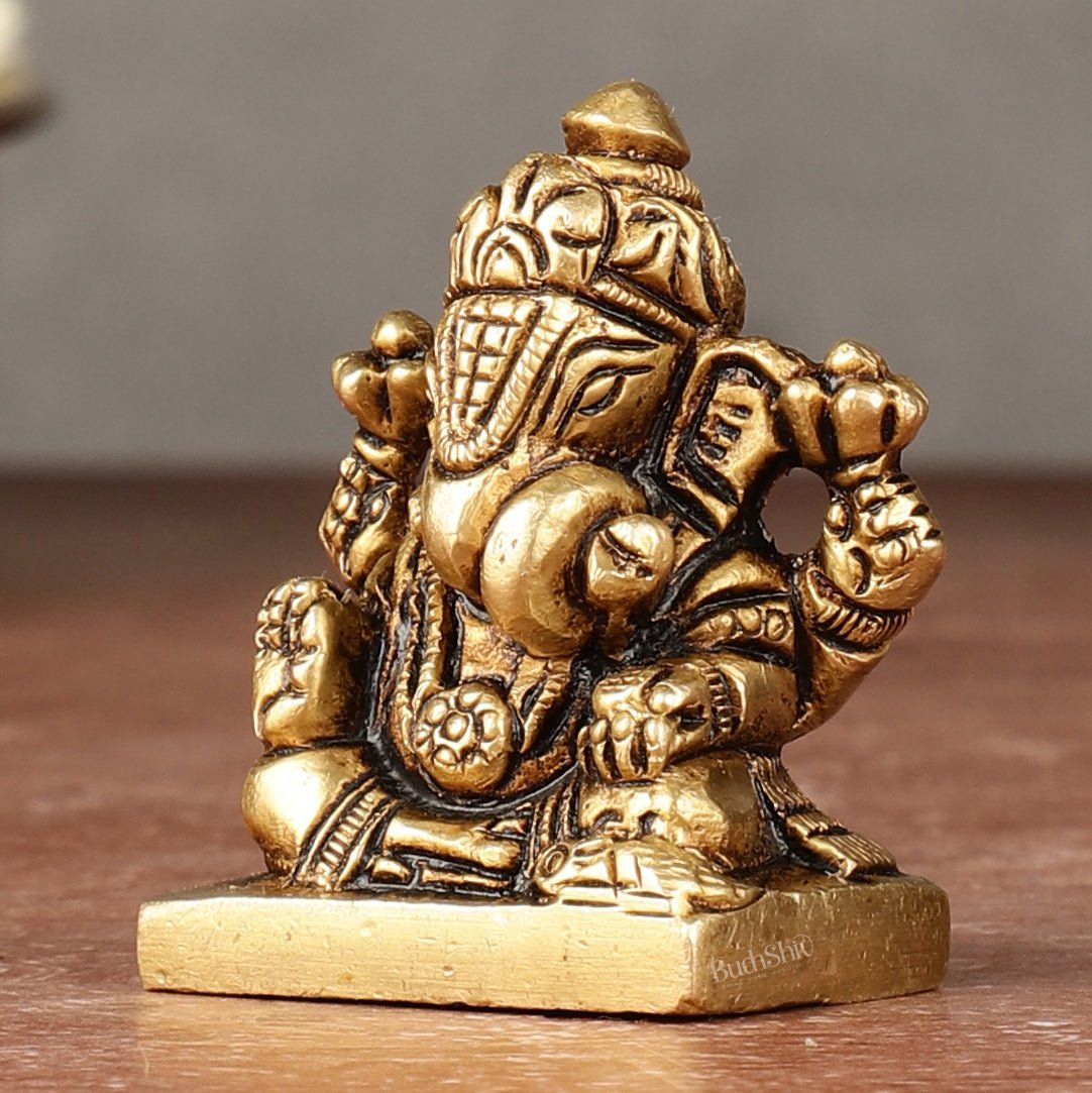Brass Superfine small miniature Dagduseth Ganapati Idol - 2"