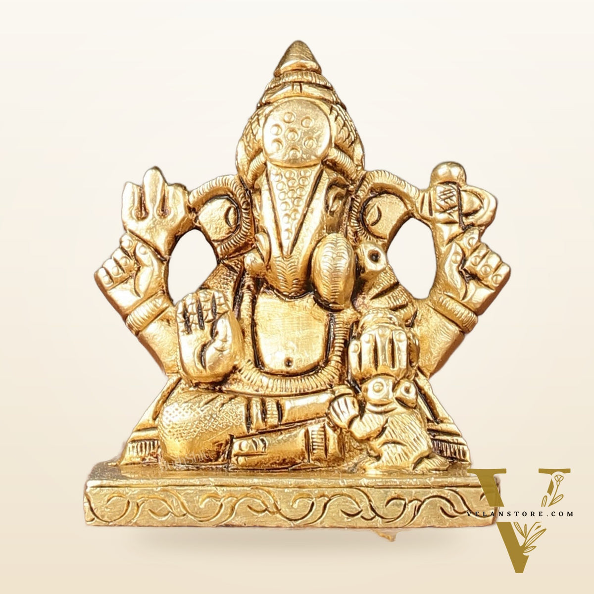 Brass Superfine small miniature Dagduseth Ganapati Idol - 3"