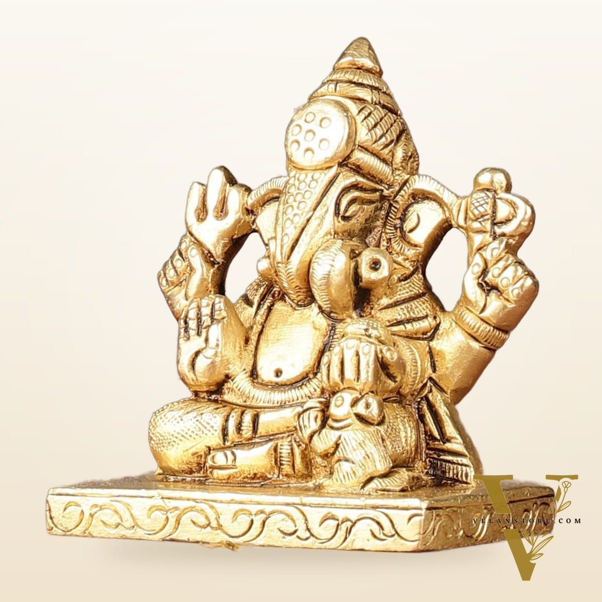 Brass Superfine small miniature Dagduseth Ganapati Idol - 3"