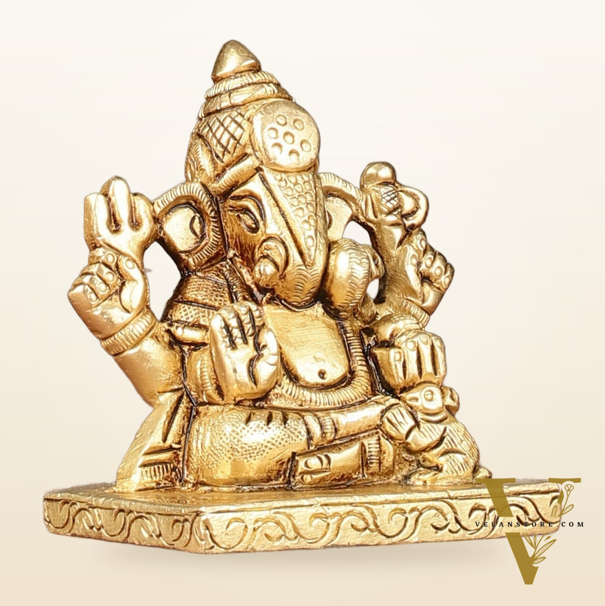 Brass Superfine small miniature Dagduseth Ganapati Idol - 3"