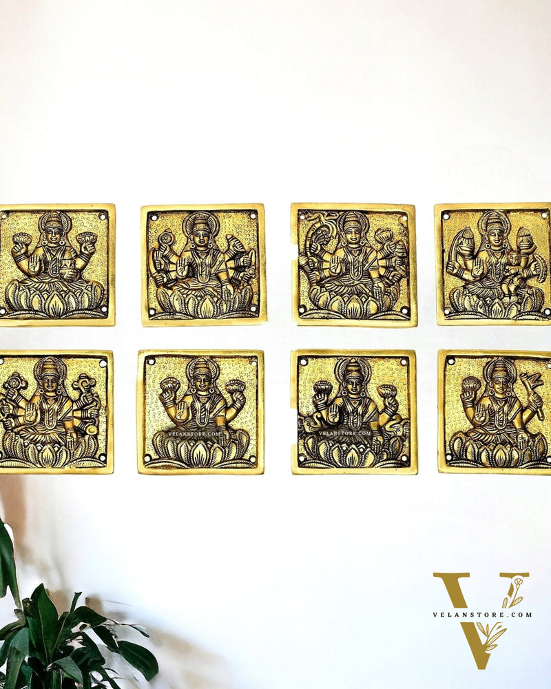 Brass superfine Square Ashtalakshmi wall hanging 4 inches