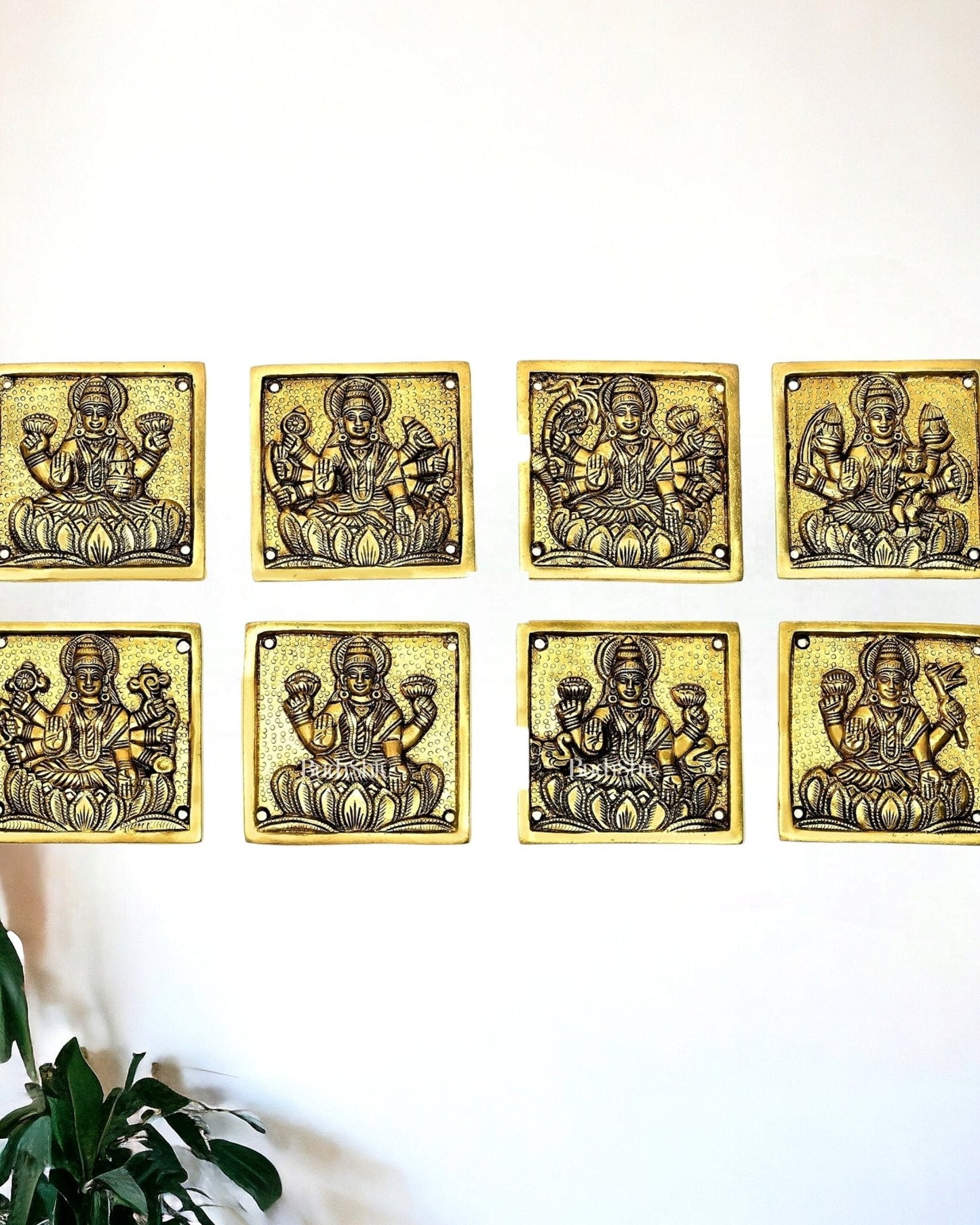 Brass superfine Square Ashtalakshmi wall hanging 4 inches