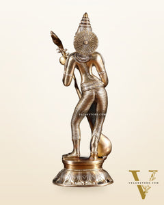 Brass Superfine Standing Goddess Saraswati Idol – 18" Height, Unique Design
