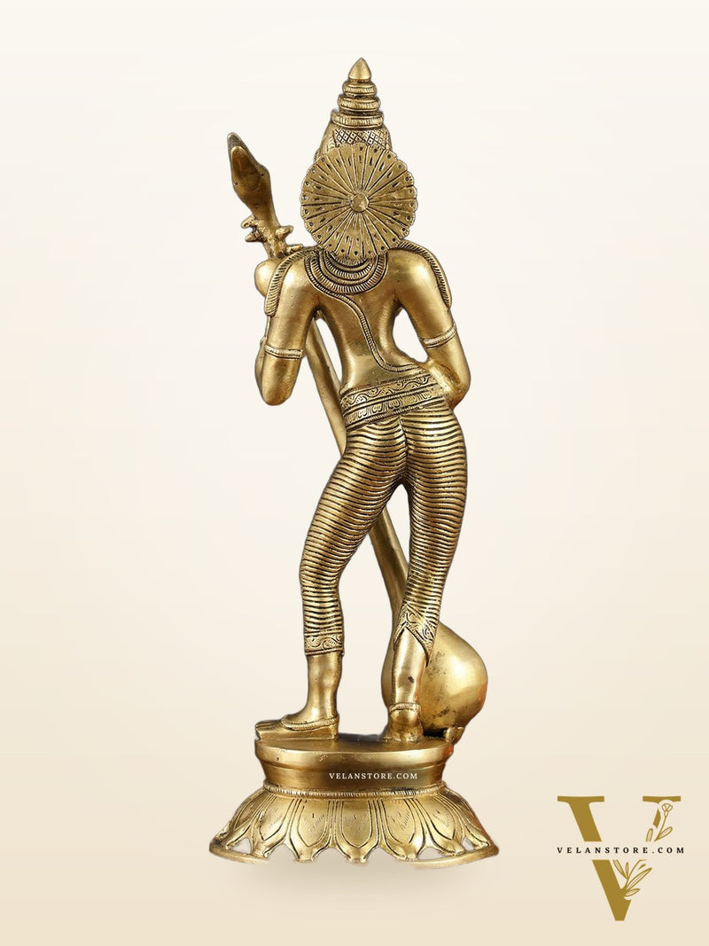Brass Superfine Standing Goddess Saraswati Idol – 18" Height, Unique Design