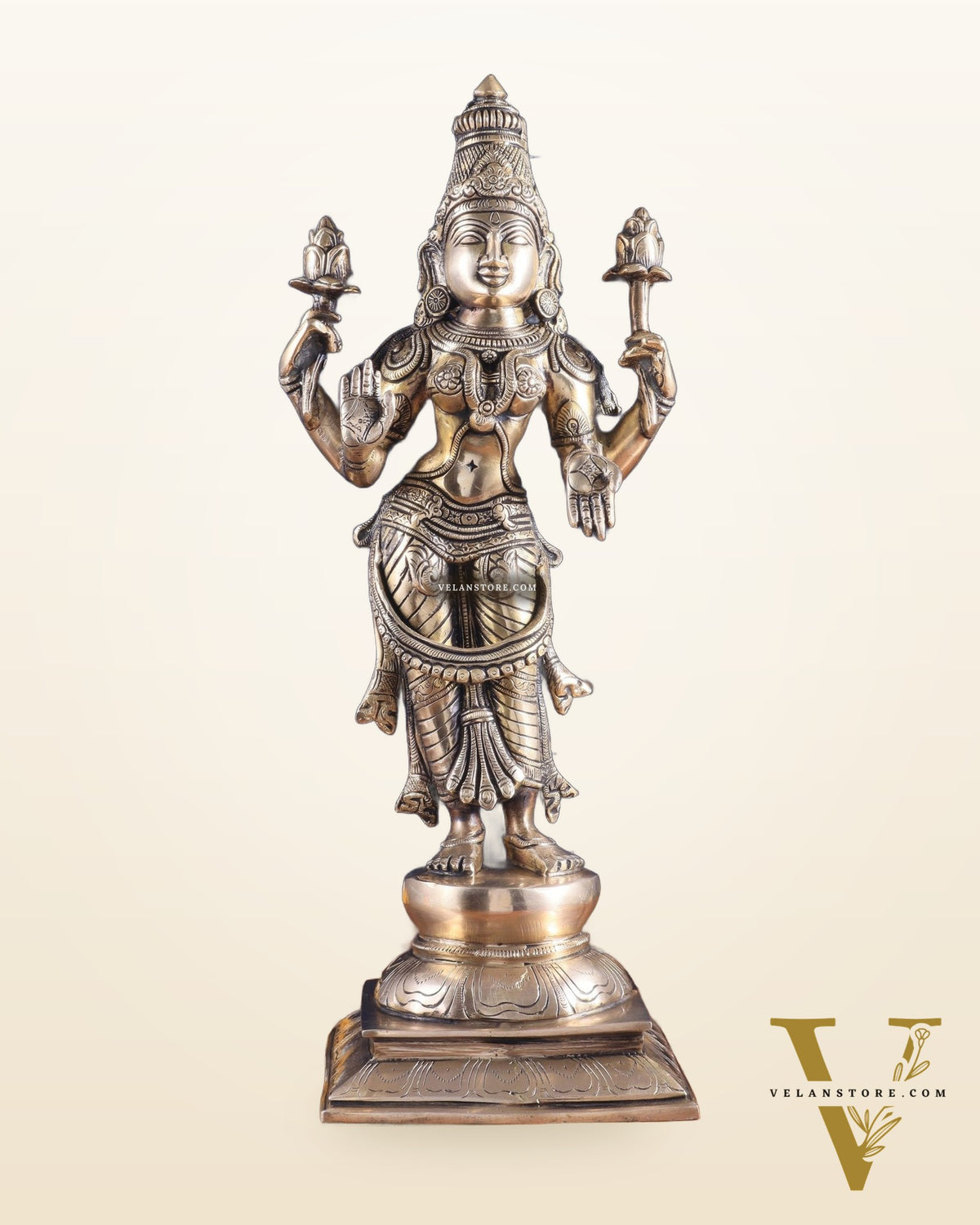 Brass Superfine Standing Lakshmi Maa Murti Idol – 17"