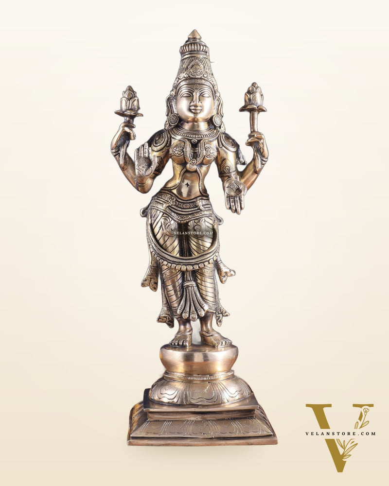 Brass Superfine Standing Lakshmi Maa Murti Idol – 17"