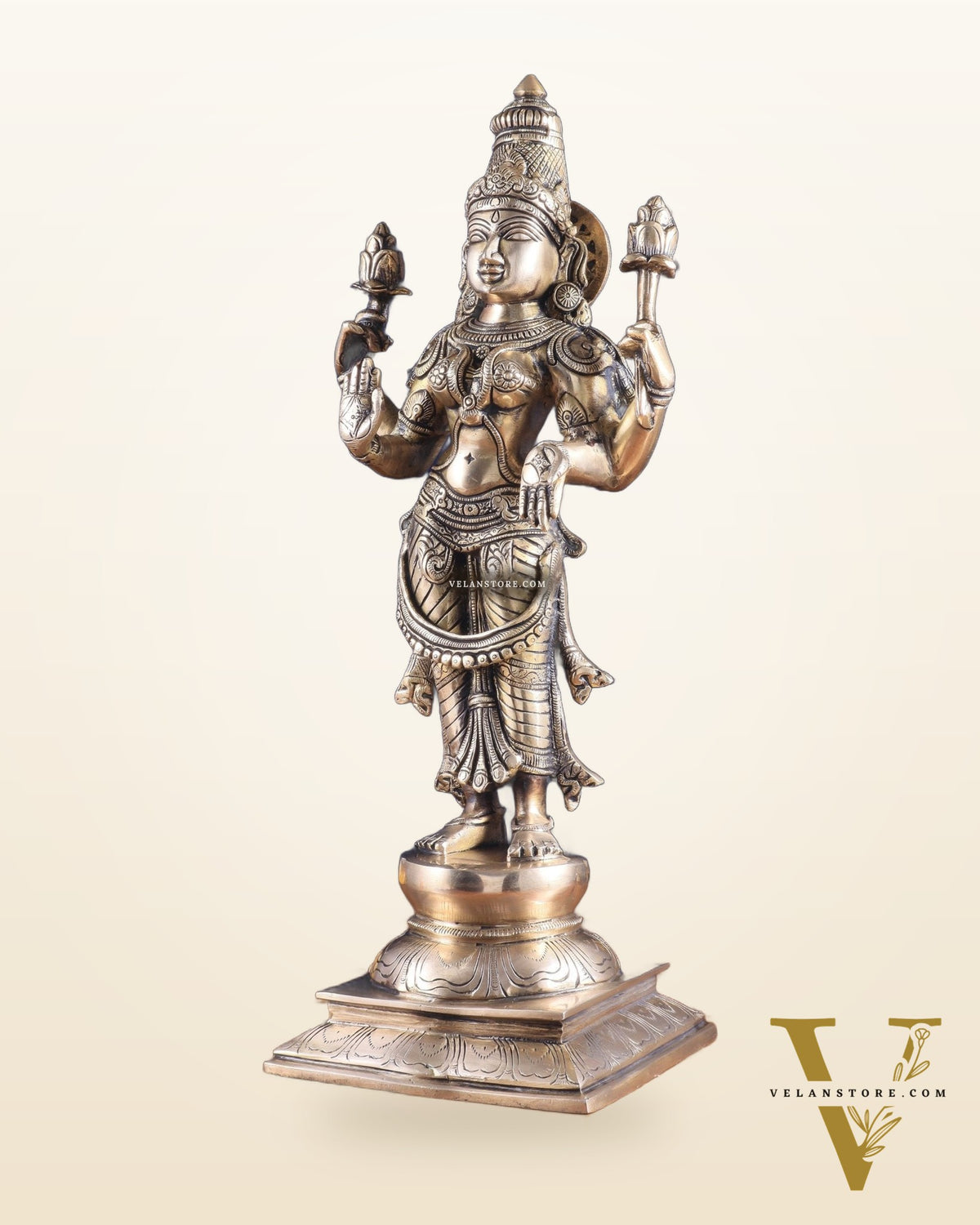 Brass Superfine Standing Lakshmi Maa Murti Idol – 17"