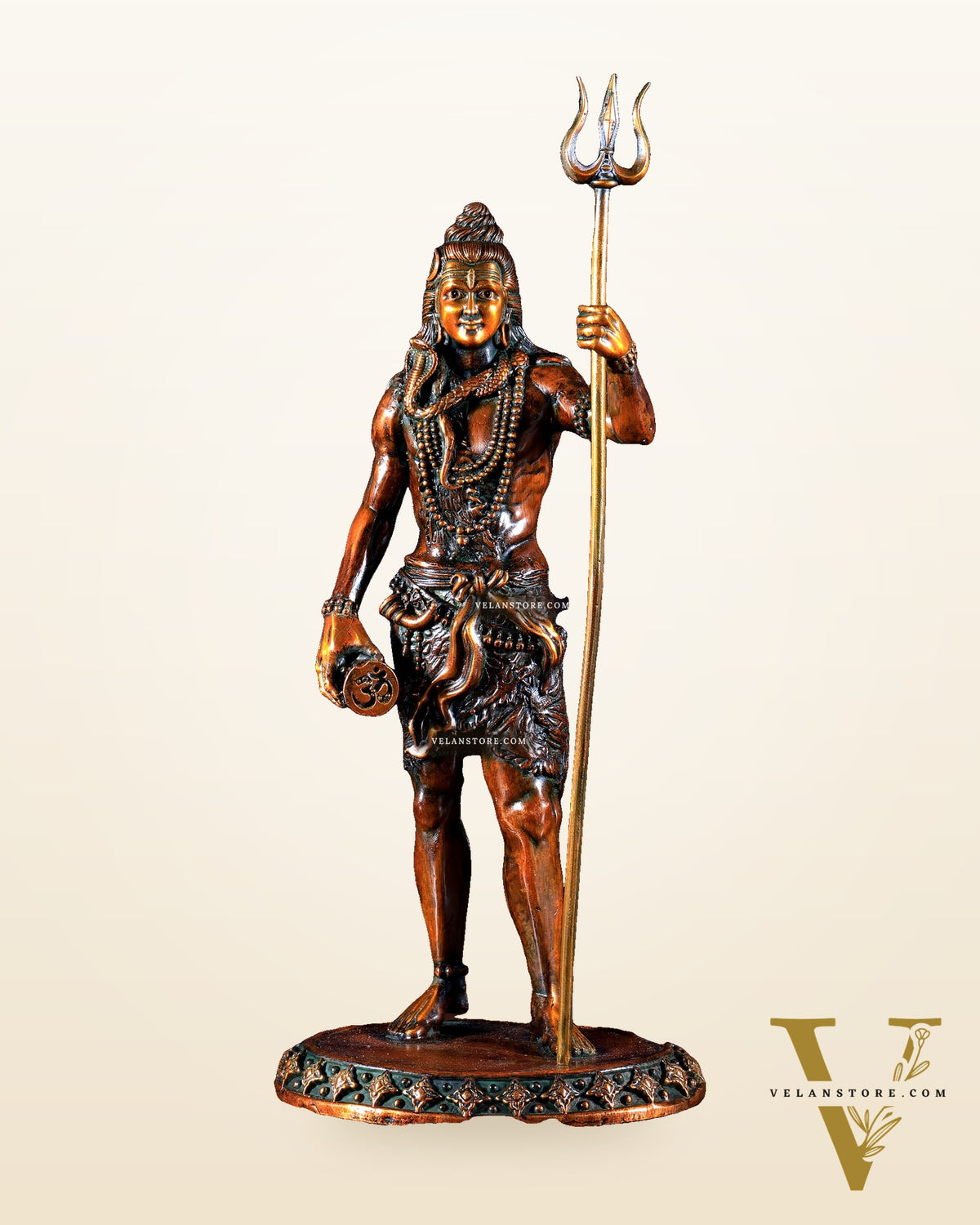 Brass Superfine Standing Lord Shiva Idol chola finish 11"