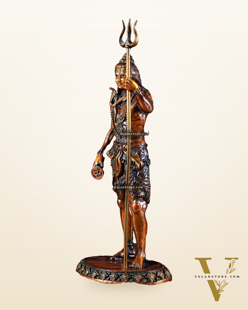 Brass Superfine Standing Lord Shiva Idol chola finish 11"