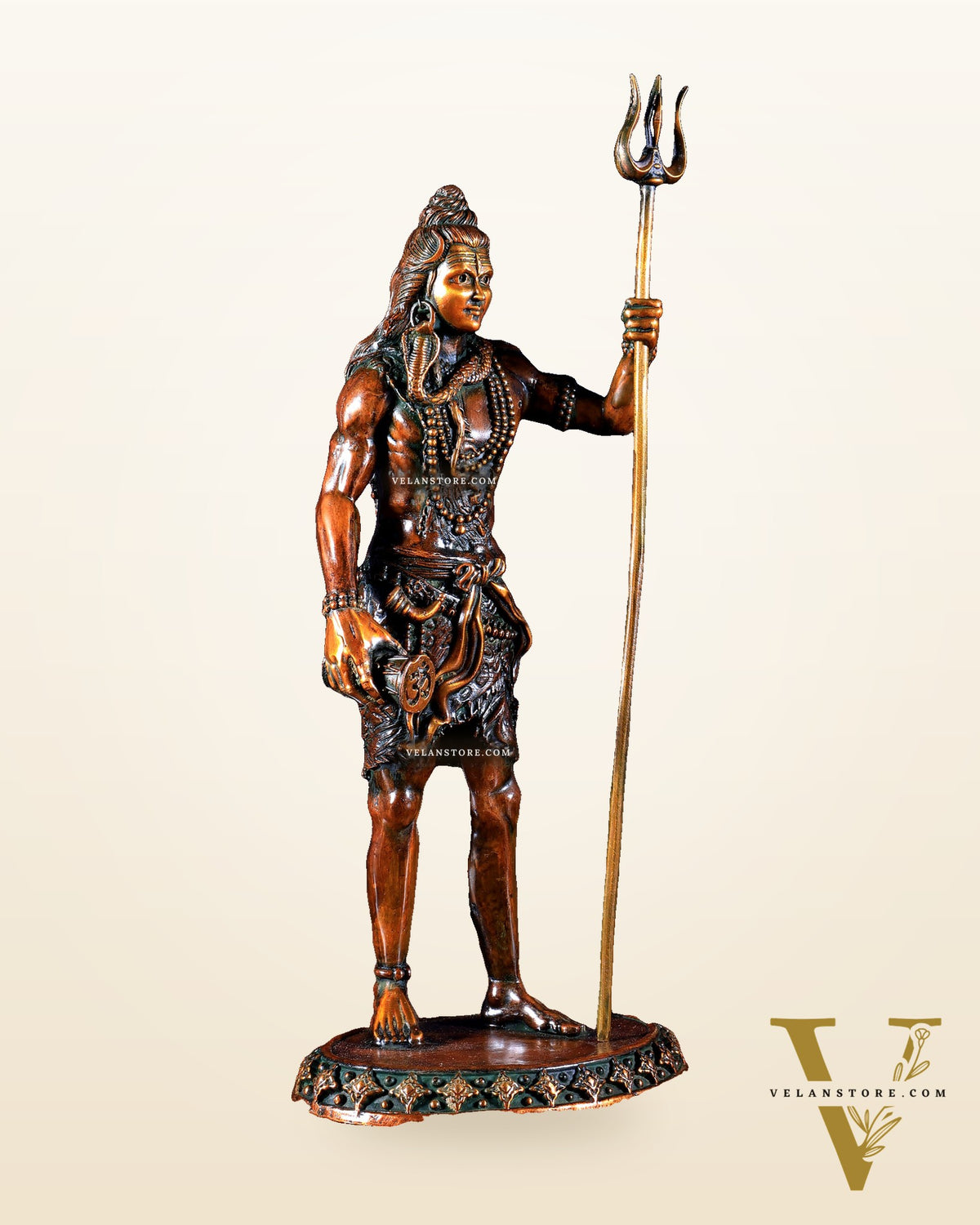 Brass Superfine Standing Lord Shiva Idol chola finish 11"