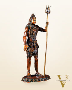 Brass Superfine Standing Lord Shiva Idol chola finish 11"