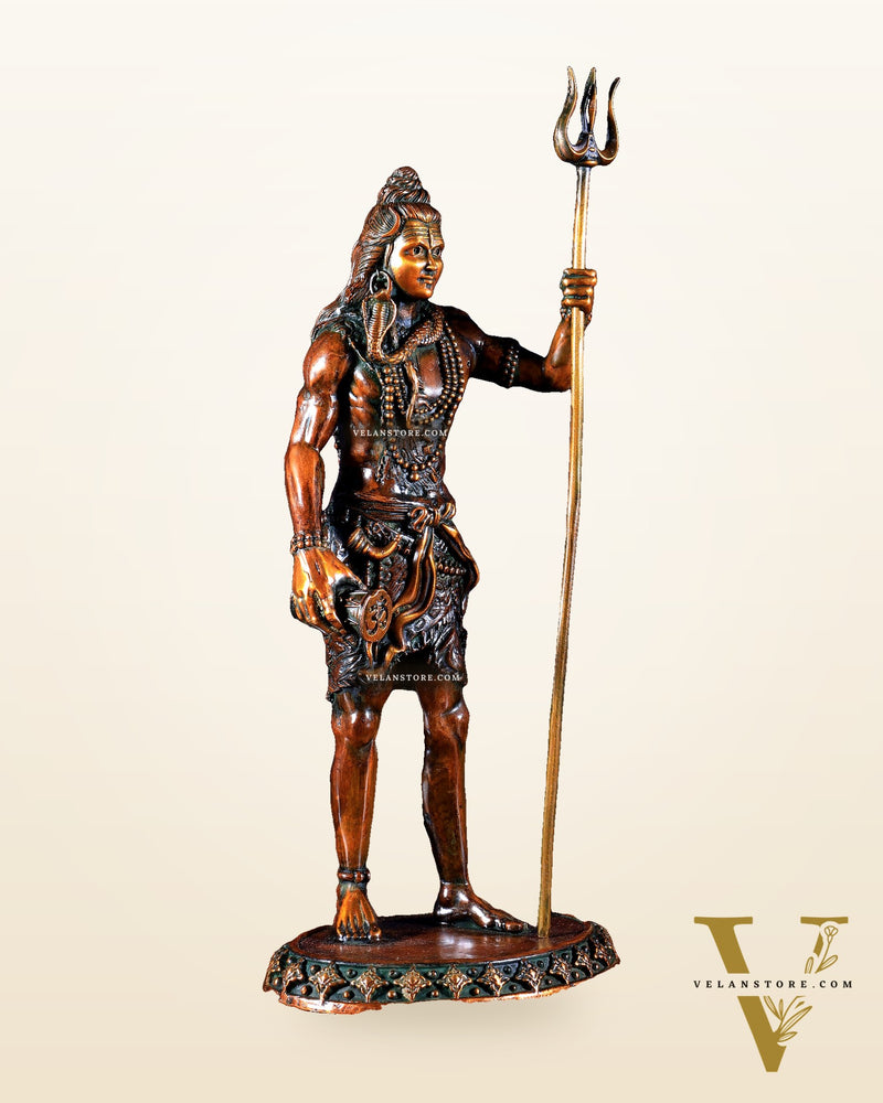 Brass Superfine Standing Lord Shiva Idol chola finish 11"