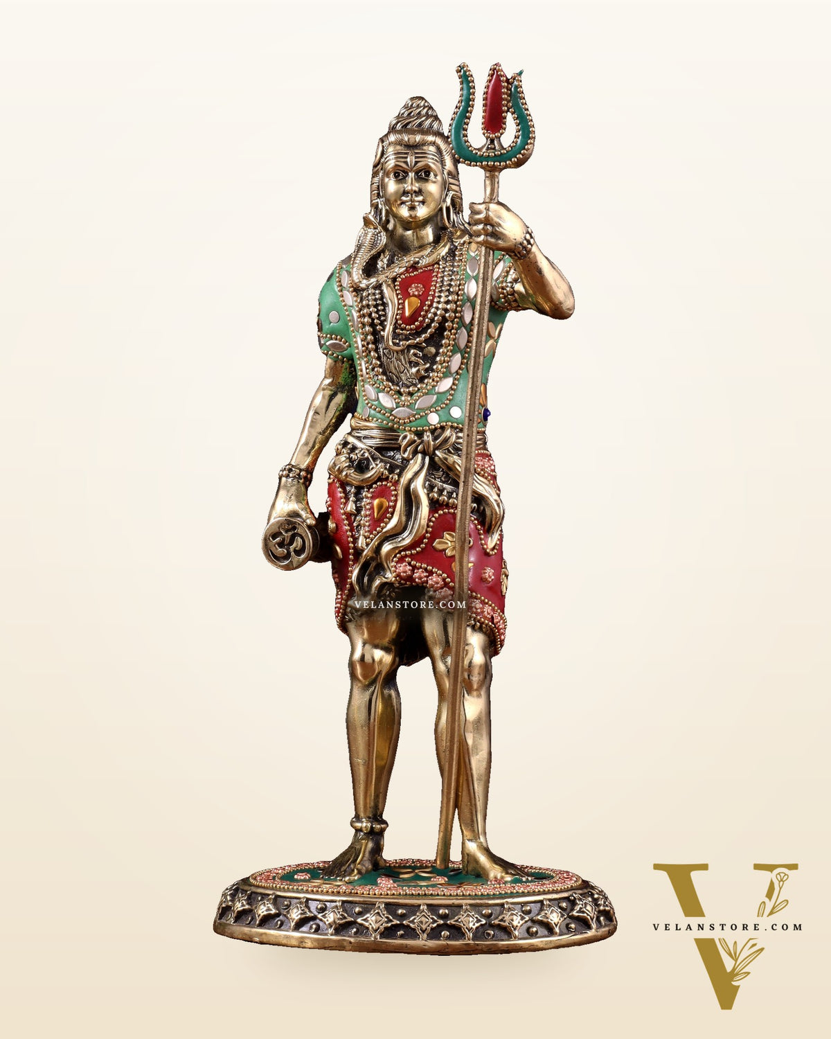 Brass Superfine Standing Lord Shiva Idol stonework 11"