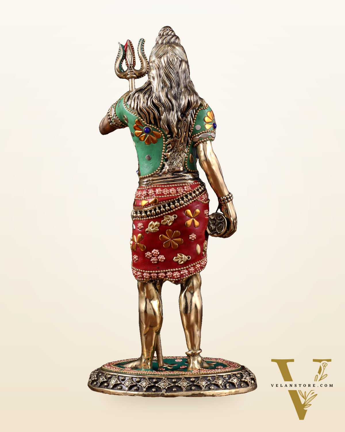 Brass Superfine Standing Lord Shiva Idol stonework 11"