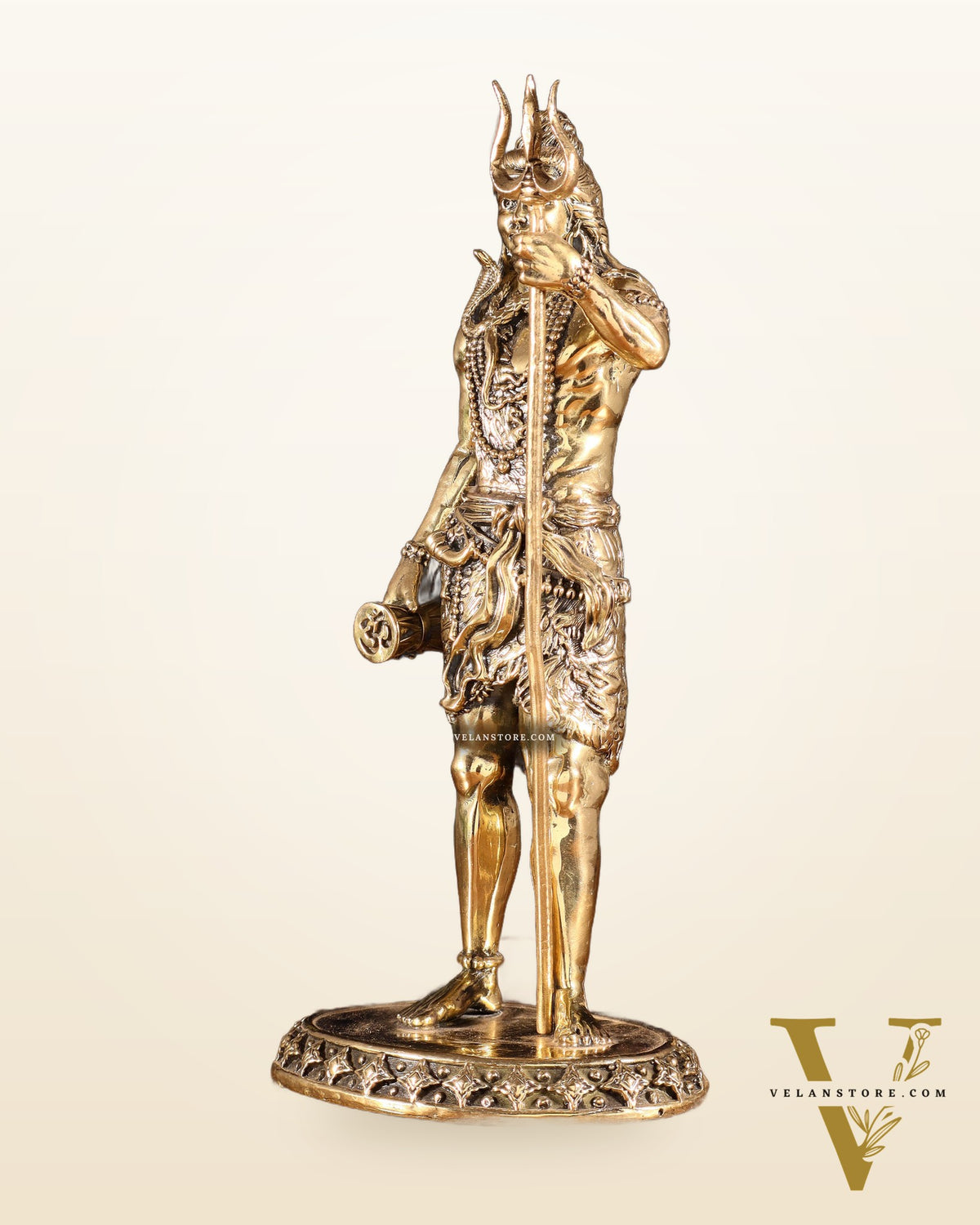 Brass Superfine Standing Lord Shiva Idol with Trishul & Damru 11"