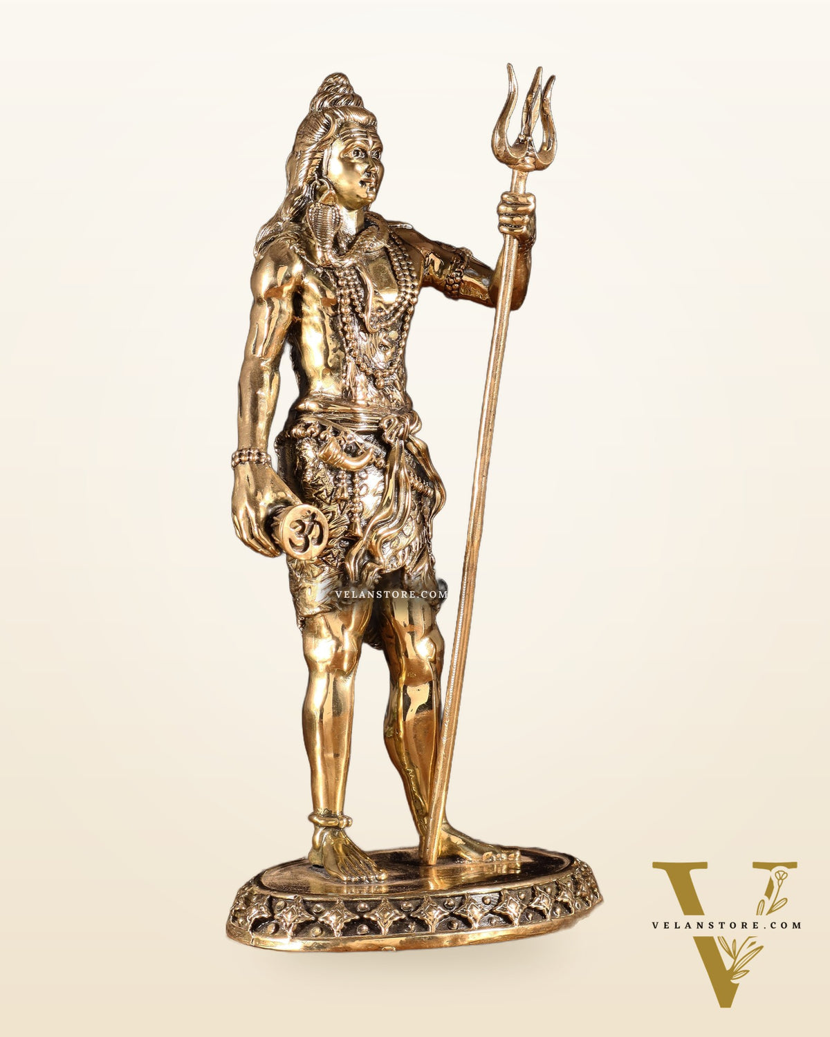Brass Superfine Standing Lord Shiva Idol with Trishul & Damru 11"