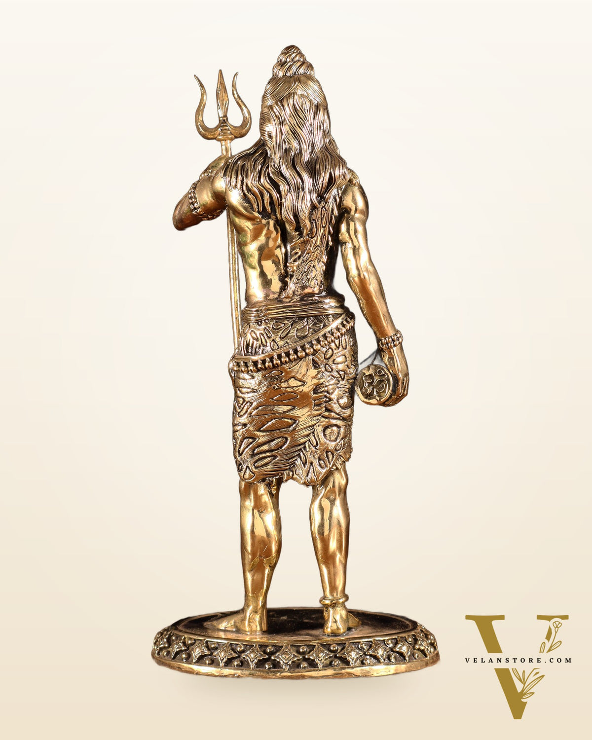 Brass Superfine Standing Lord Shiva Idol with Trishul & Damru 11"