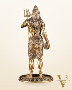 Brass Superfine Standing Lord Shiva Idol with Trishul & Damru 11"