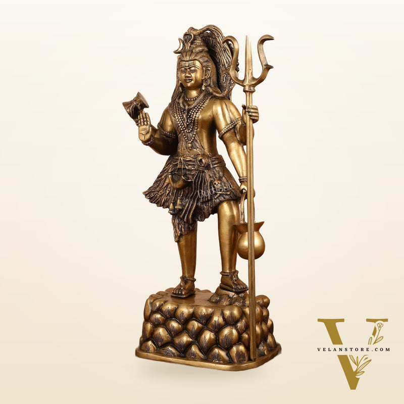 Brass Superfine Standing Lord Shiva Statue - 30 Inch