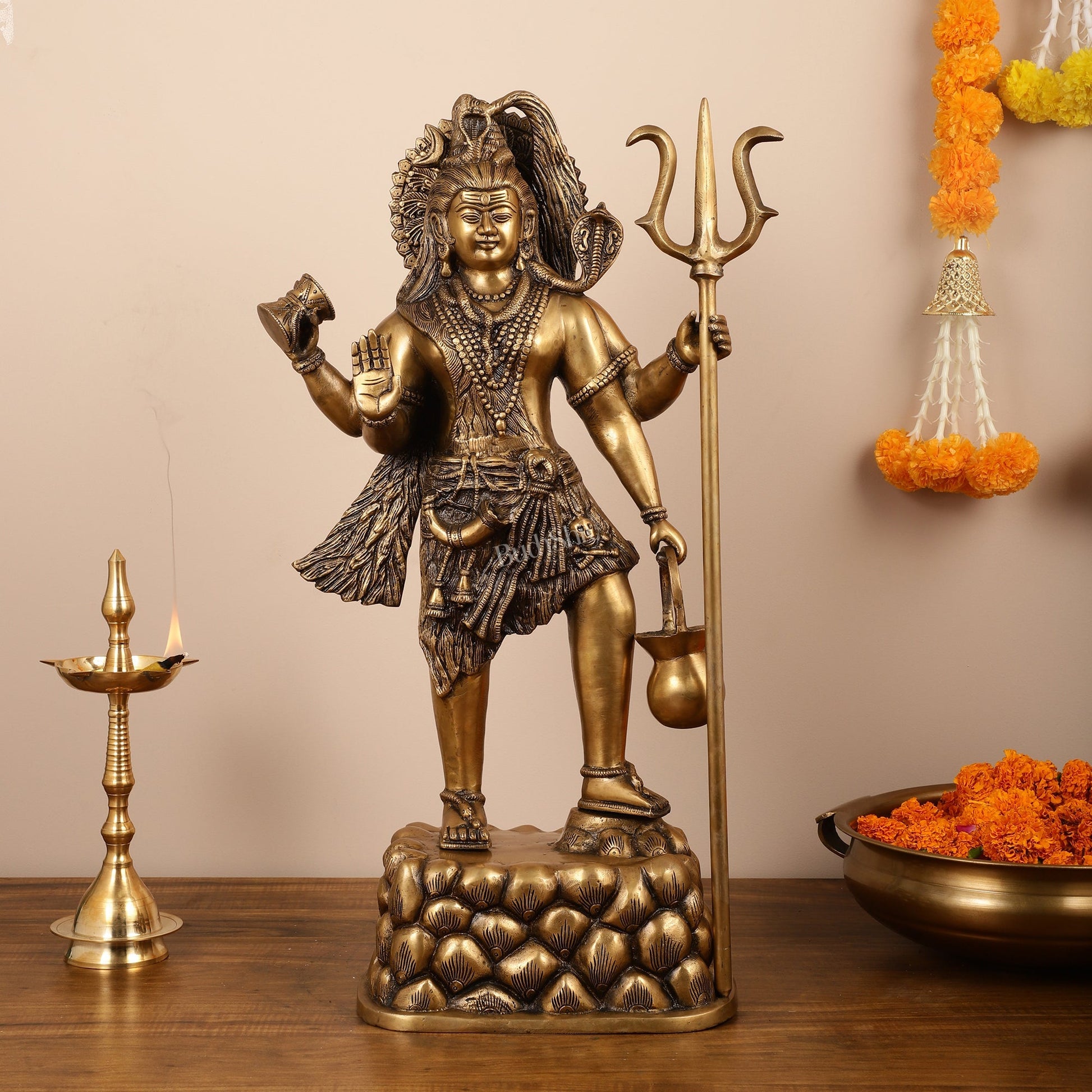 Brass Superfine Standing Lord Shiva Statue - 30 Inch