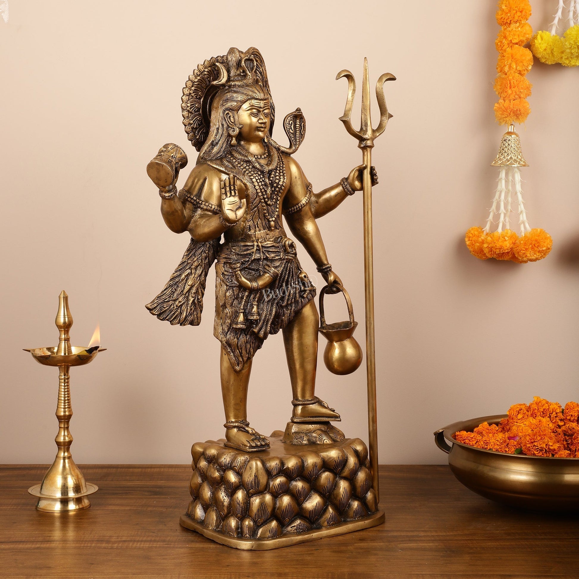 Brass Superfine Standing Lord Shiva Statue - 30 Inch