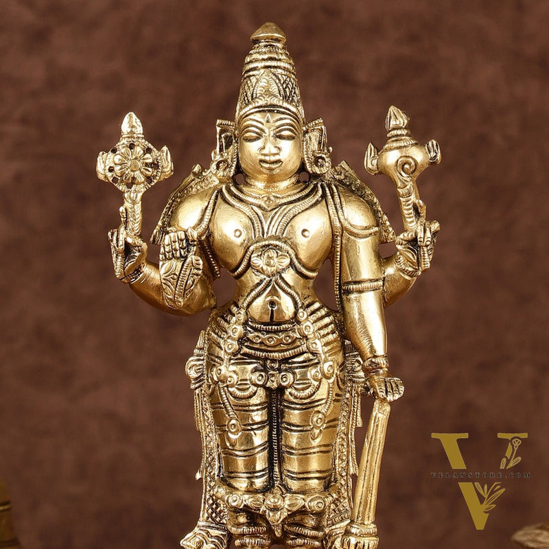 Brass Superfine Standing Lord Vishnu Statue 6.5"