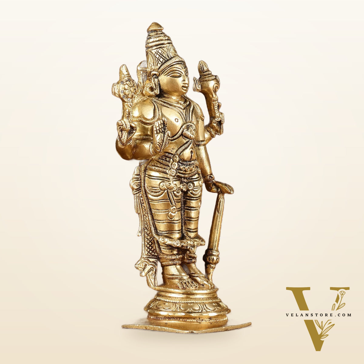 Brass Superfine Standing Lord Vishnu Statue 6.5"
